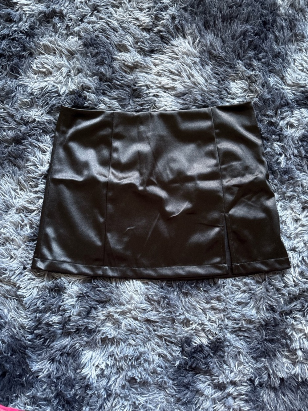 Dolls Kill Black Satin Mini Skirt | Bodycon w/ Side Slit – Size Medium